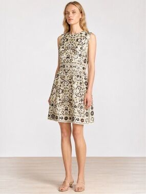 Tory Burch Pisces Dream Print Silk Dress Ivory Floral Luxury Designer Size 2